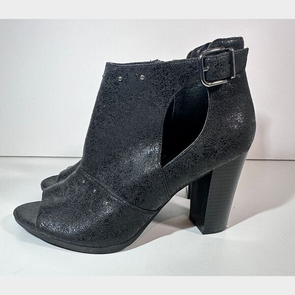 Studded Ankle Boots Sz 9 Simply Vera Faux‎ Leather Peep-Toe Goth Boho Moto Style - Picture 6 of 11